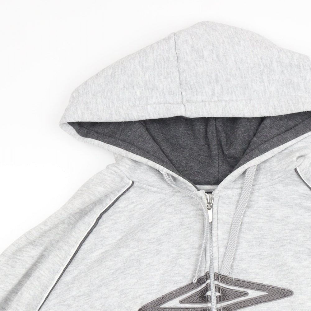 Umbro Mens Grey Cotton Full Zip Hoodie Size XL