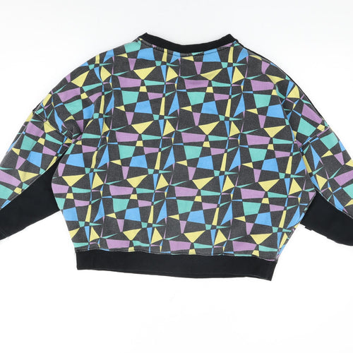 ellesse Womens Black Geometric Cotton Pullover Sweatshirt Size 6 Pullover
