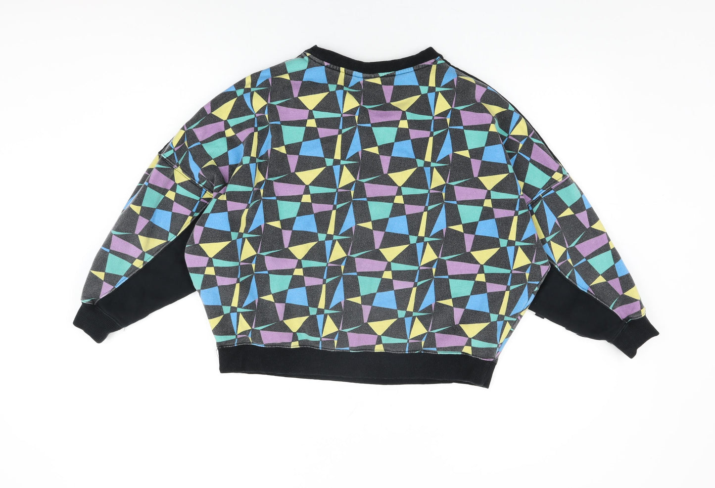 ellesse Womens Black Geometric Cotton Pullover Sweatshirt Size 6 Pullover