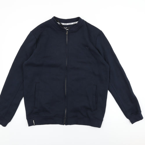 Threadbare Mens Blue Cotton Full Zip Sweatshirt Size M