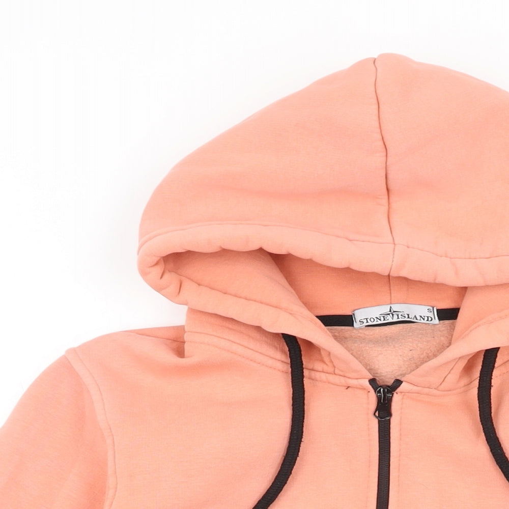 Stone Island Mens Pink Cotton Full Zip Hoodie Size S