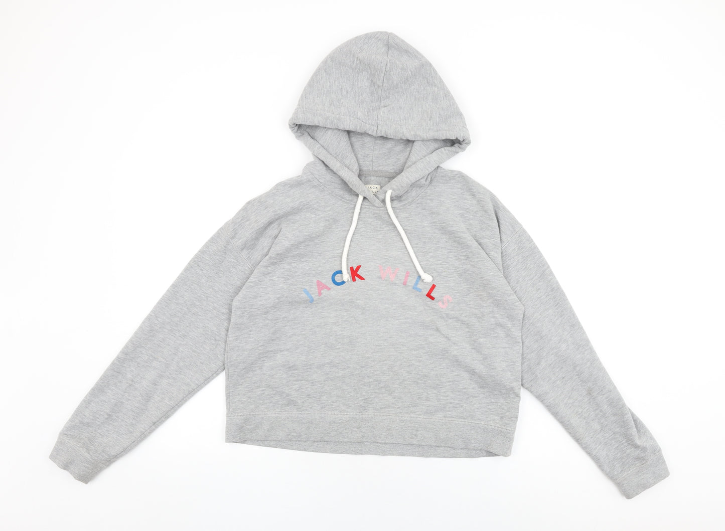 Jack Wills Womens Grey Cotton Pullover Hoodie Size 12 Pullover