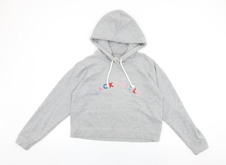 Jack Wills Womens Grey Cotton Pullover Hoodie Size 12 Pullover