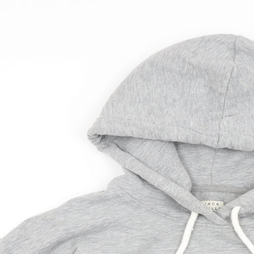 Jack Wills Womens Grey Cotton Pullover Hoodie Size 12 Pullover