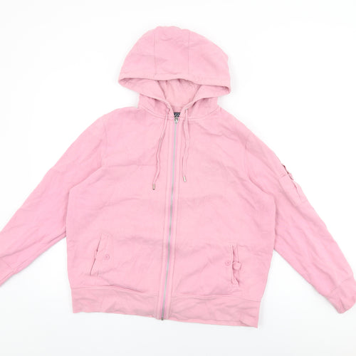 Maine Womens Pink Cotton Full Zip Hoodie Size 16 Zip