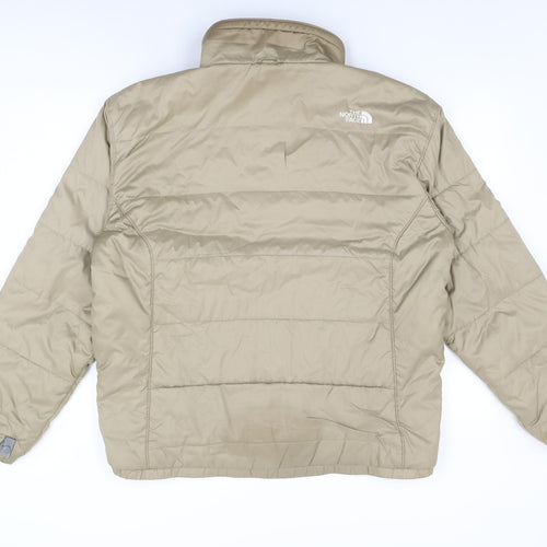 The North Face Mens Beige Puffer Jacket Coat Size L Zip