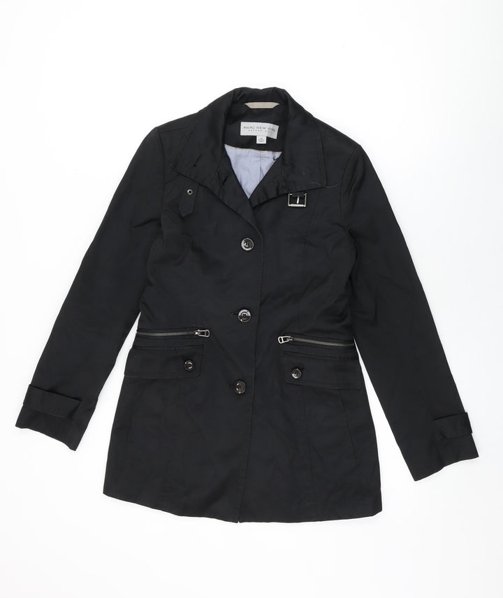 Marc New York Womens Black Overcoat Coat Size XS Button