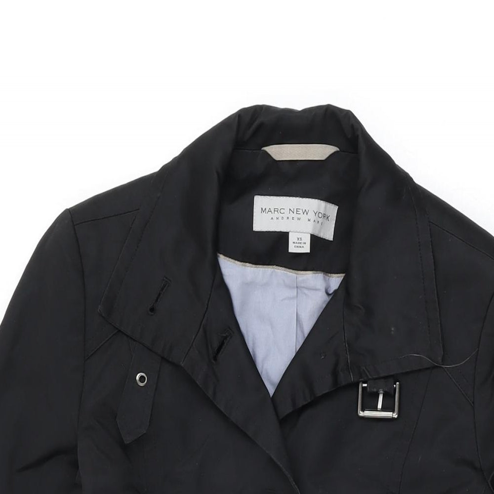 Marc New York Womens Black Overcoat Coat Size XS Button