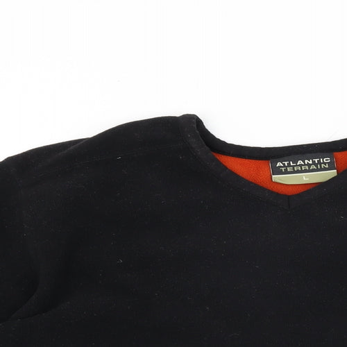 Atlantic Terrain Mens Black Polyester T-Shirt Size L V-Neck