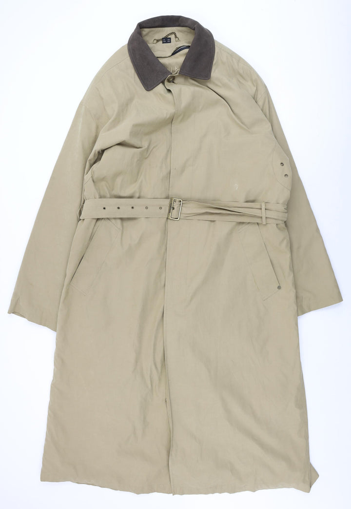 Rainman Mens Beige Overcoat Coat Size 40 Button