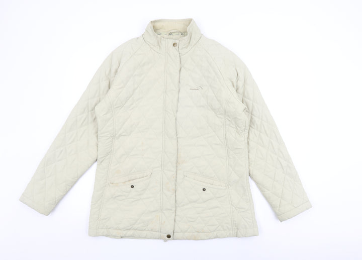 Mountain Life Womens Beige Quilted Coat Size 16 Zip