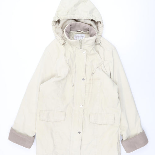 EWM Womens Beige Overcoat Coat Size 14 Zip