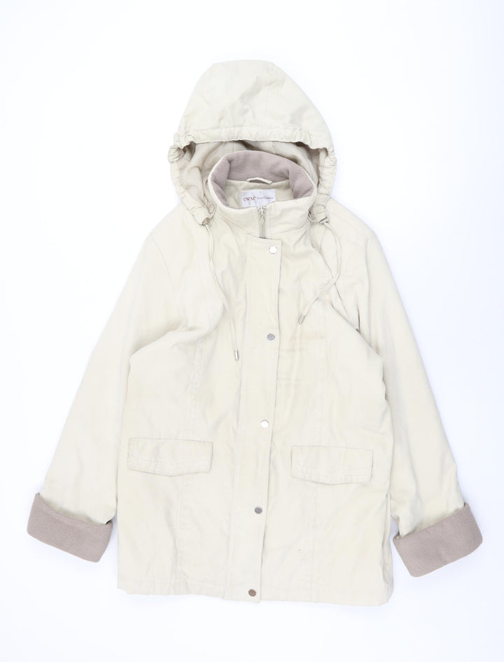 EWM Womens Beige Overcoat Coat Size 14 Zip