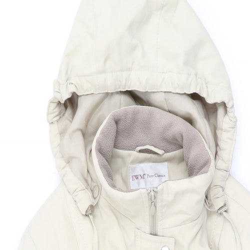 EWM Womens Beige Overcoat Coat Size 14 Zip