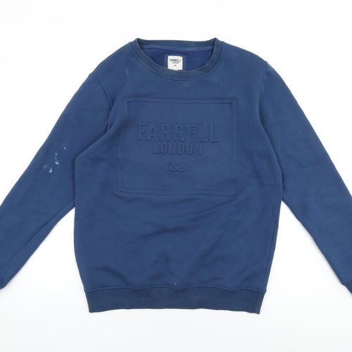 Farrell London Mens Blue Cotton Pullover Sweatshirt Size M