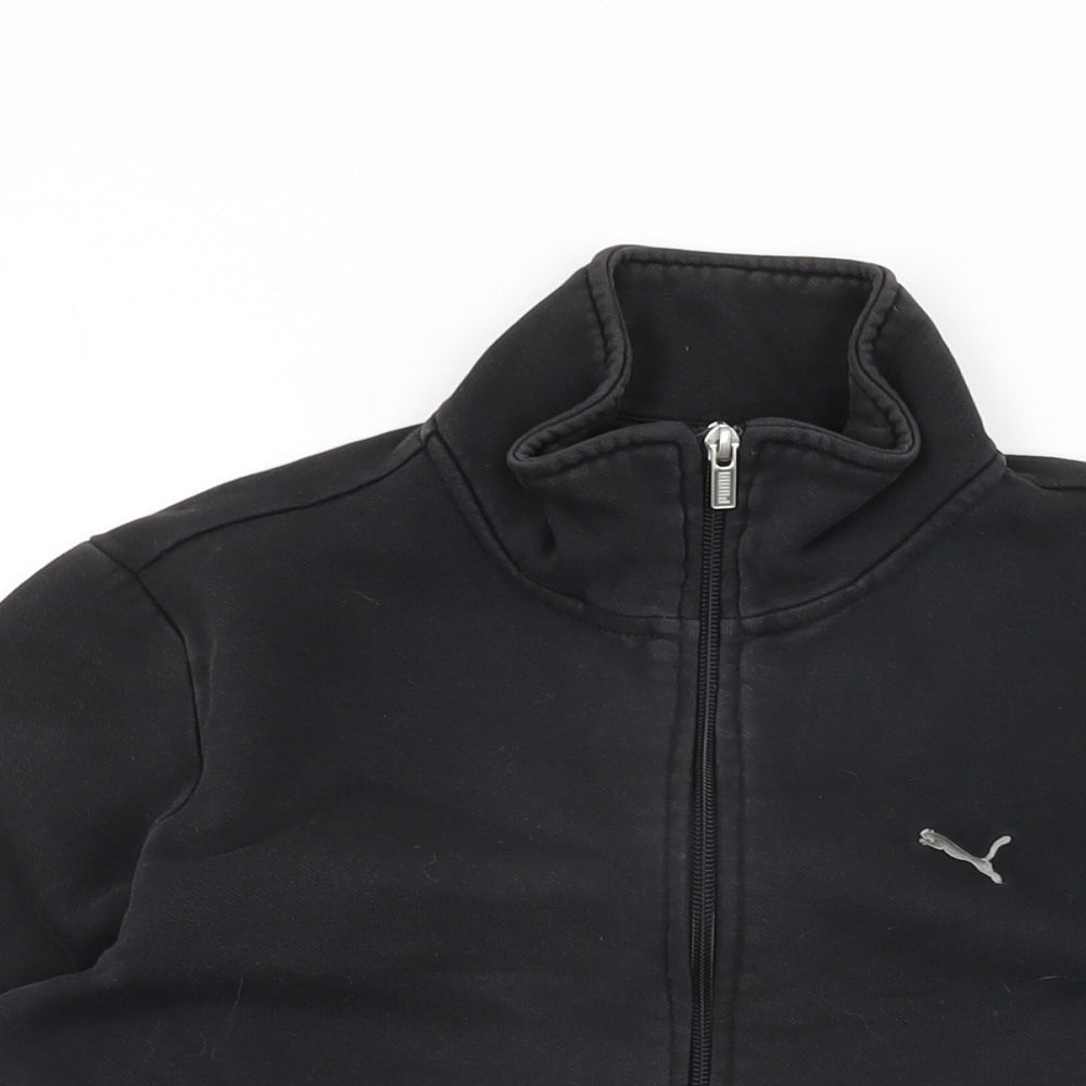 PUMA Womens Black Cotton Full Zip Sweatshirt Size 10 Zip