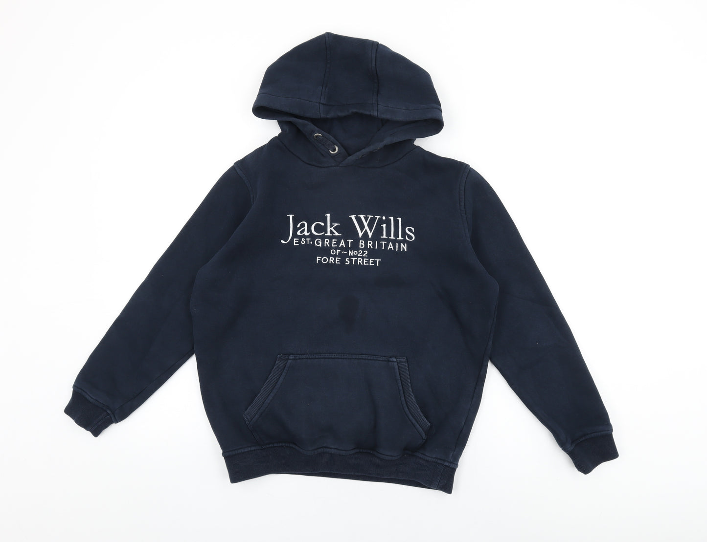Jack Wills Girls Blue Cotton Pullover Hoodie Size 12-13 Years Pullover - Jack Wills Logo