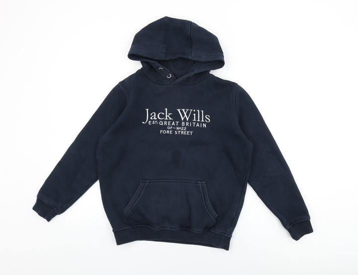 Jack Wills Girls Blue Cotton Pullover Hoodie Size 12-13 Years Pullover - Jack Wills Logo