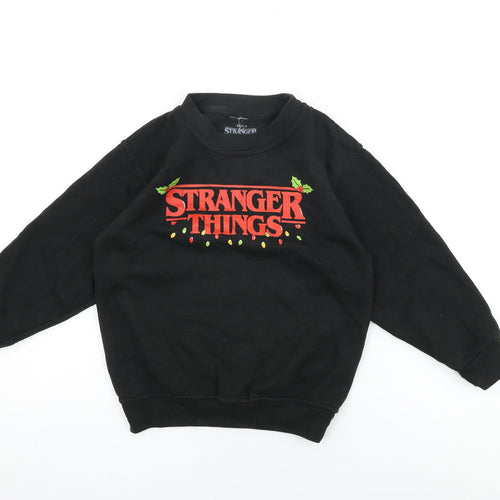 Stranger Things Girls Black Cotton Pullover Sweatshirt Size M Pullover - Stranger Things, Christmas Jumper