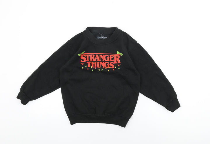 Stranger Things Girls Black Cotton Pullover Sweatshirt Size M Pullover - Stranger Things, Christmas Jumper