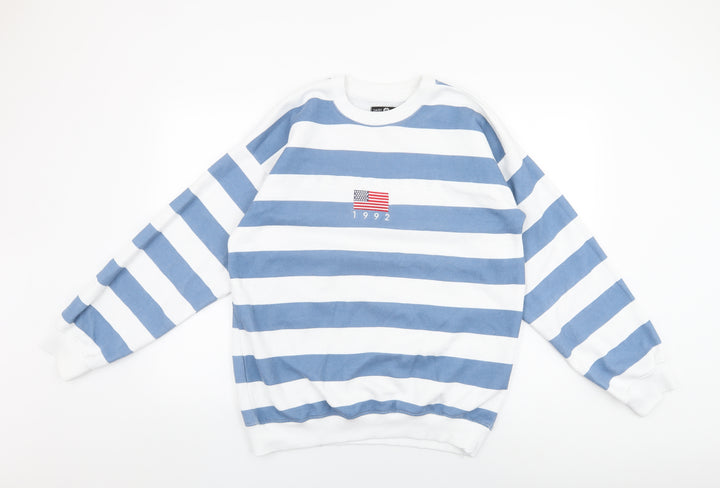 Daisy Street Womens White Striped Cotton Pullover Sweatshirt Size 8 Pullover - Los Angeles