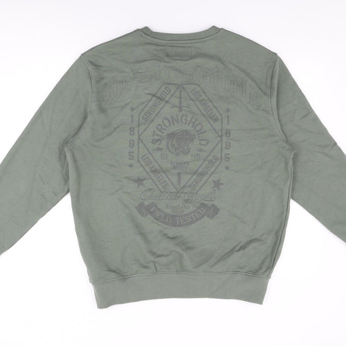 The Stronghold Mens Green Cotton Pullover Sweatshirt Size M