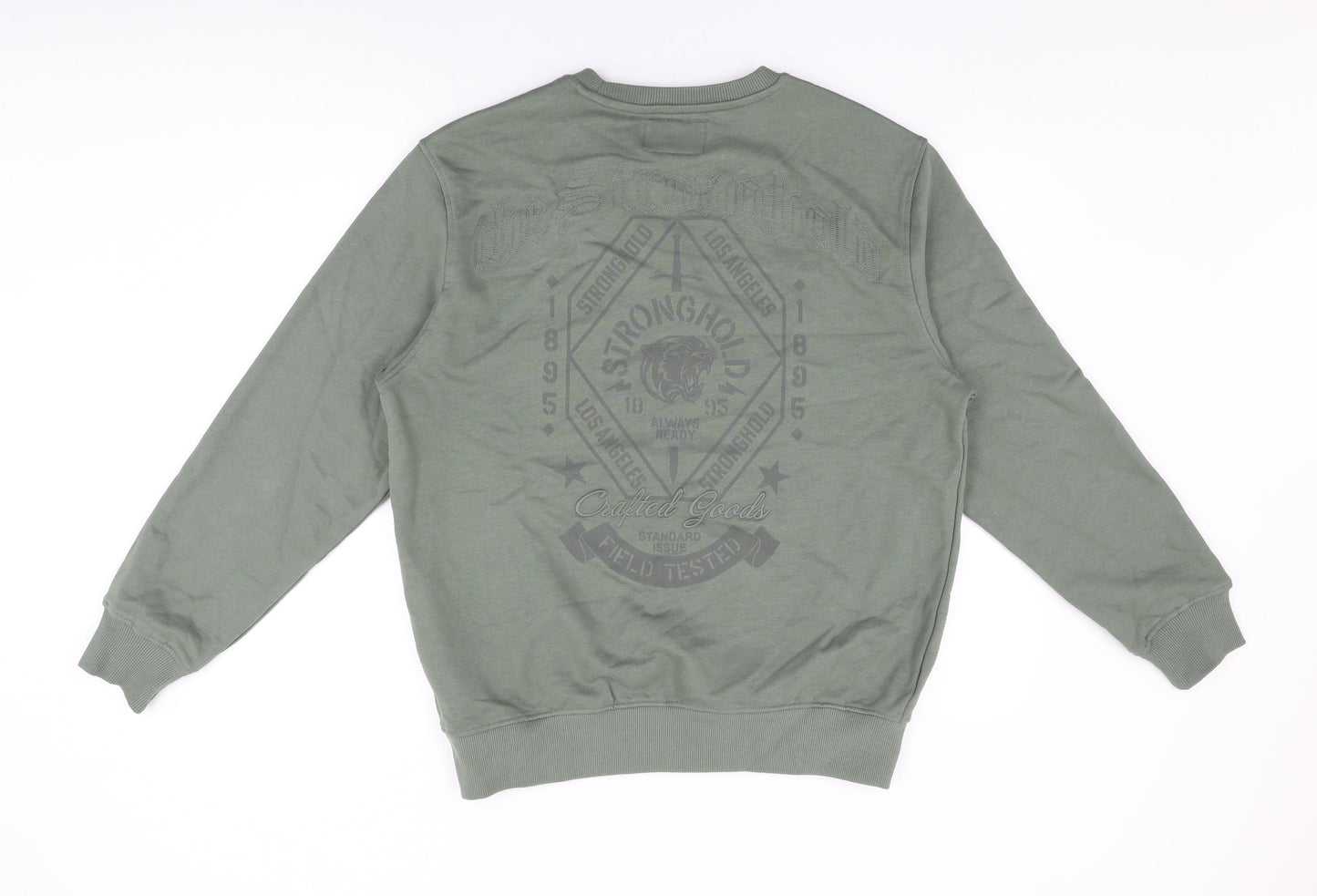 The Stronghold Mens Green Cotton Pullover Sweatshirt Size M