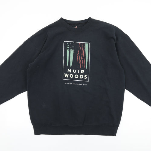 Hanes Mens Black Cotton Pullover Sweatshirt Size L - Muir Woods