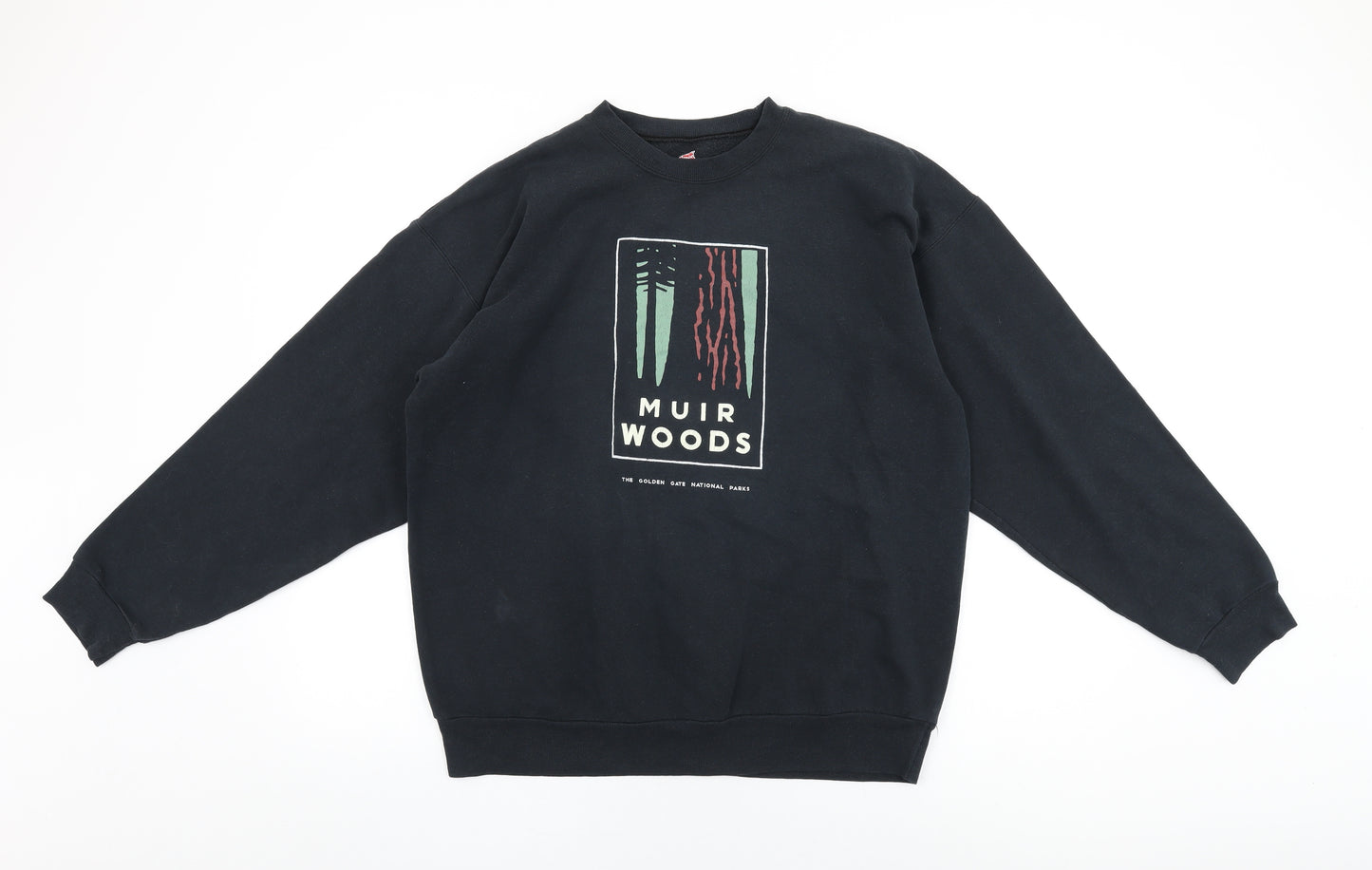 Hanes Mens Black Cotton Pullover Sweatshirt Size L - Muir Woods