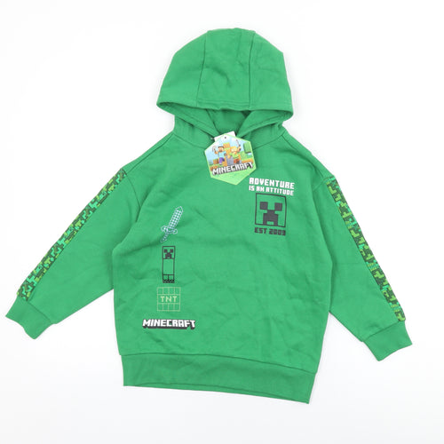Minecraft Boys Green Cotton Pullover Hoodie Size 9-10 Years Pullover - Adventure Is An Attitude, Minecraft Print