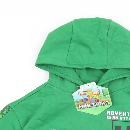 Minecraft Boys Green Cotton Pullover Hoodie Size 9-10 Years Pullover - Adventure Is An Attitude, Minecraft Print