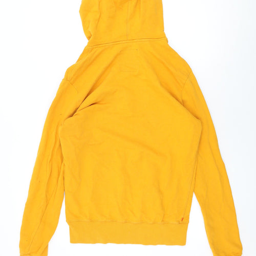 Superdry Mens Yellow Cotton Pullover Hoodie Size L - Superdry Logo