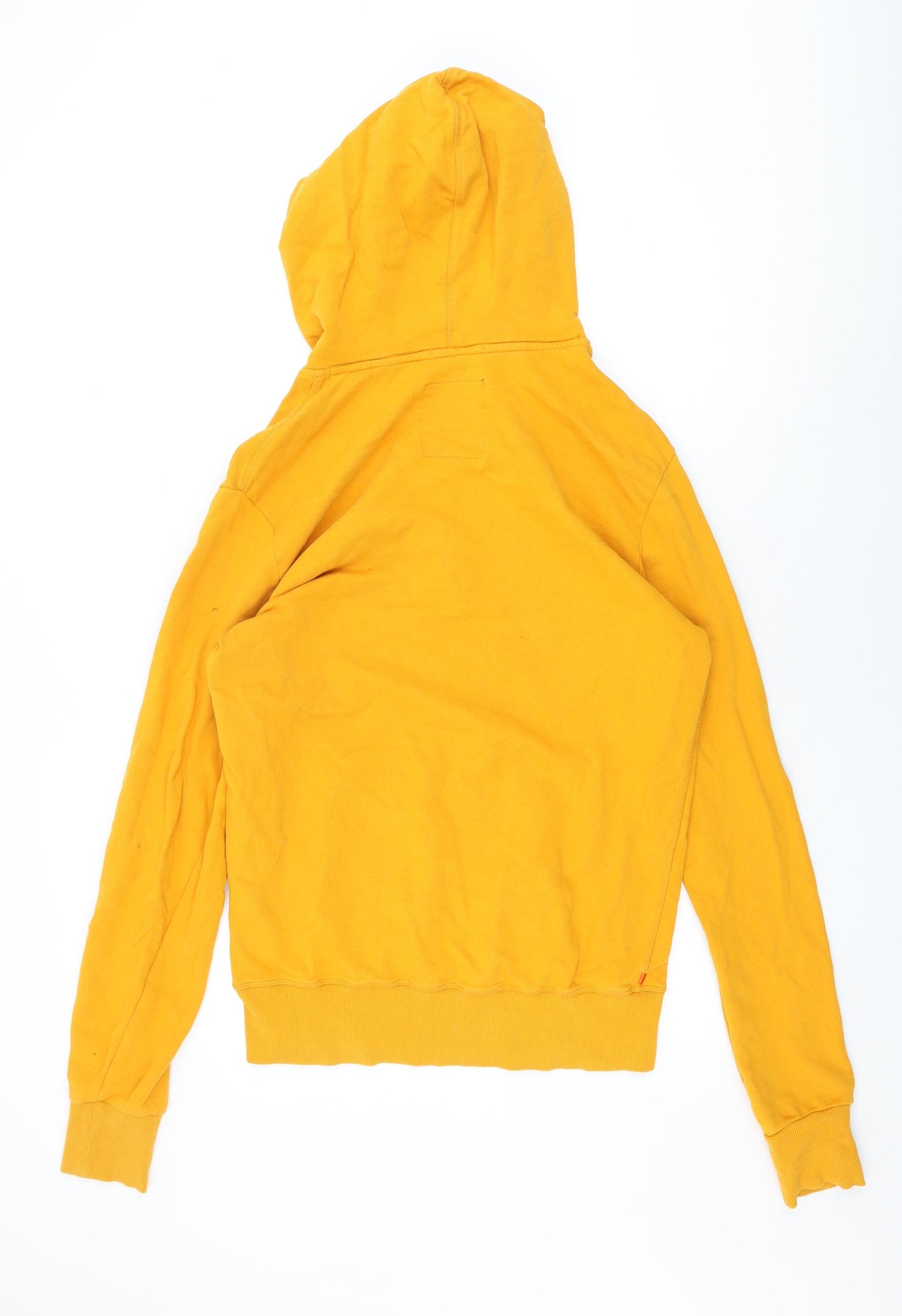 Superdry Mens Yellow Cotton Pullover Hoodie Size L - Superdry Logo