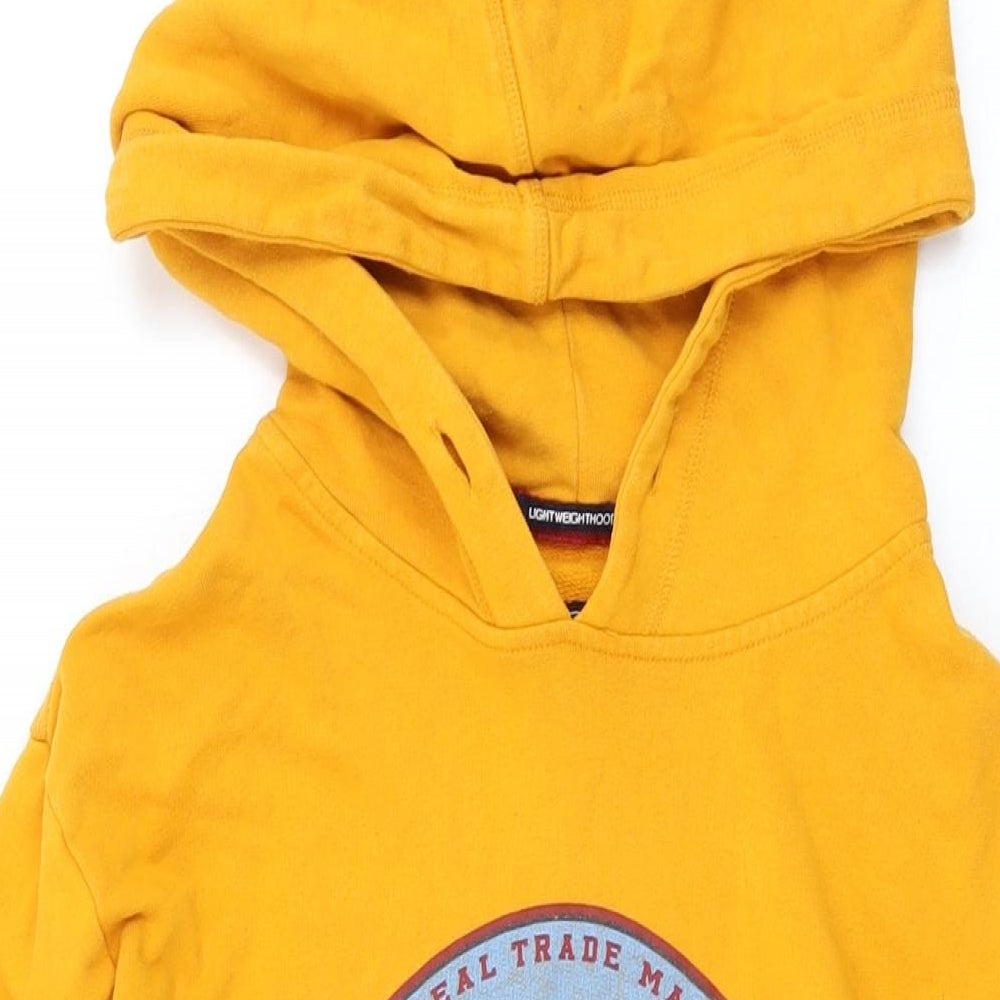 Superdry Mens Yellow Cotton Pullover Hoodie Size L - Superdry Logo