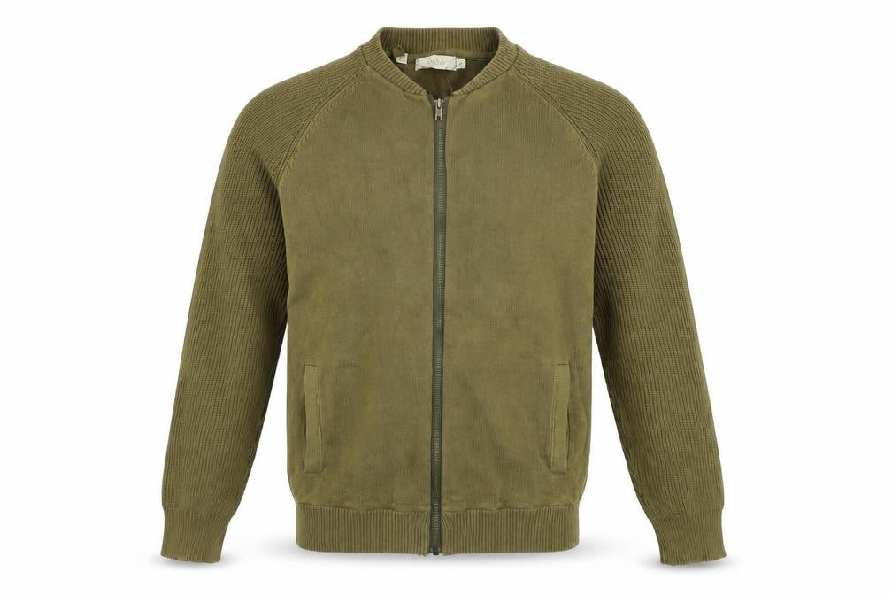 Front view of W&B men’s green jacket, size M, zip