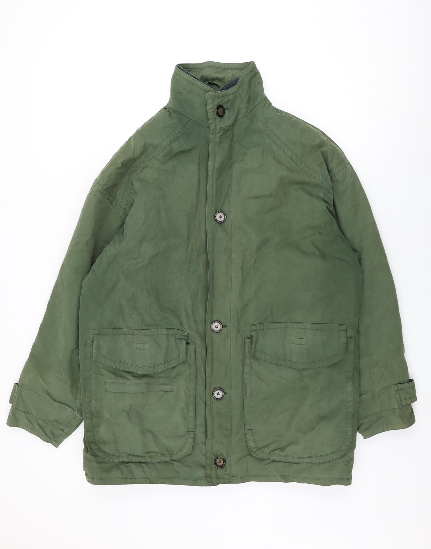 Austin Reed Mens Green Overcoat Coat Size M Zip