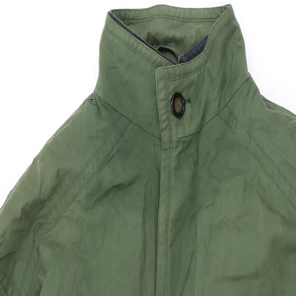 Austin Reed Mens Green Overcoat Coat Size M Zip