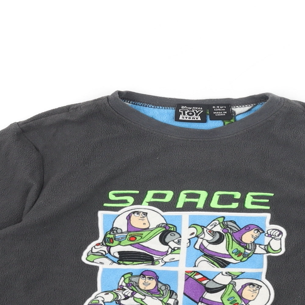 Toy Story Boys Grey Polyester Basic T-Shirt Size 8-9 Years Round Neck Pullover - Space Ranger, Buzz Lightyear