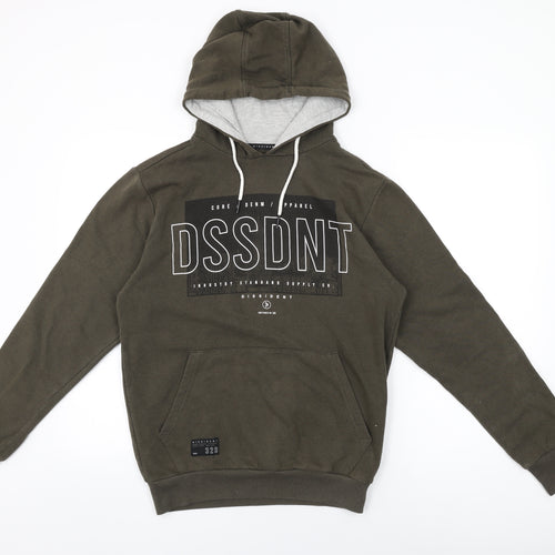 Dissident Mens Green Cotton Pullover Hoodie Size S - Dissident Logo