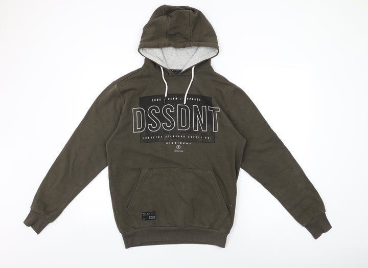 Dissident Mens Green Cotton Pullover Hoodie Size S - Dissident Logo