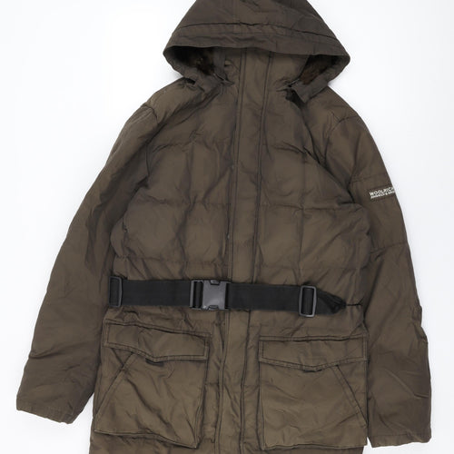 Woolrich Womens Green Overcoat Coat Size M Zip