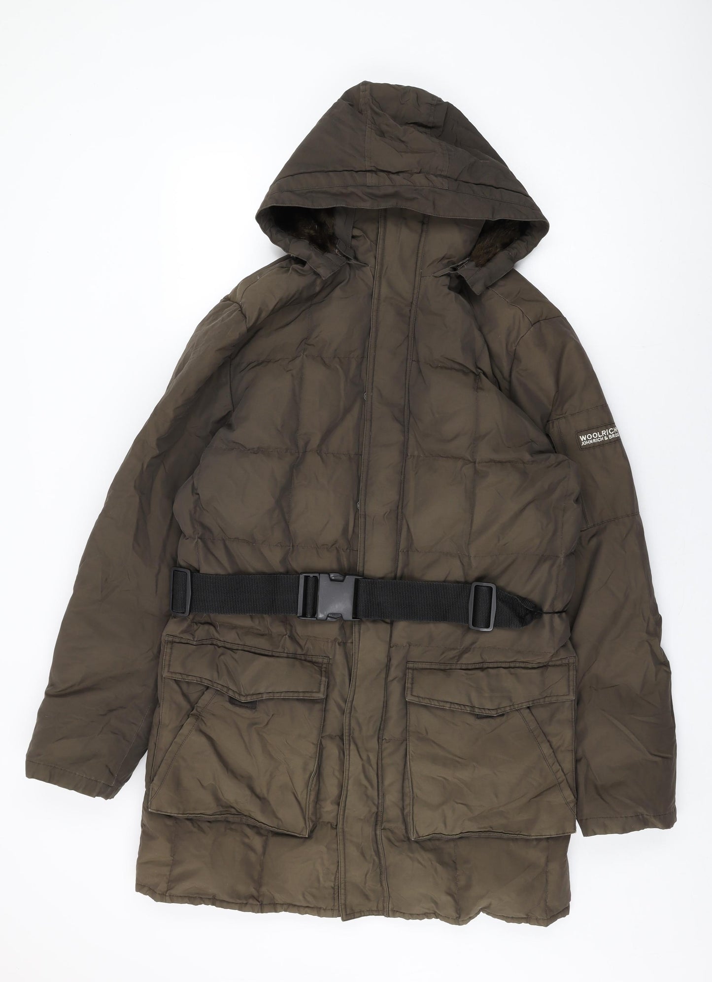 Woolrich Womens Green Overcoat Coat Size M Zip