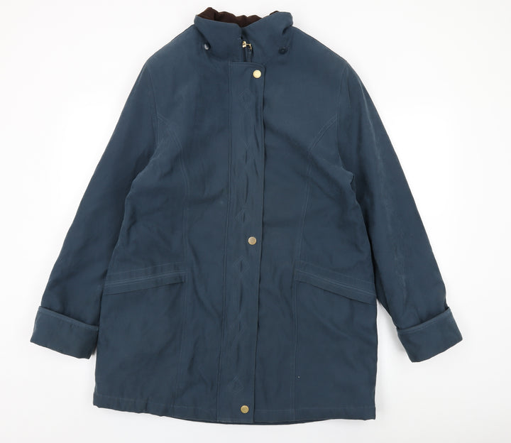 EWM Womens Blue Overcoat Coat Size 16 Zip