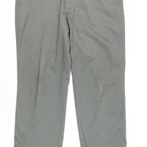 Lands' End Mens Green Polyester Chino Trousers Size 40 in L32 in Regular Zip