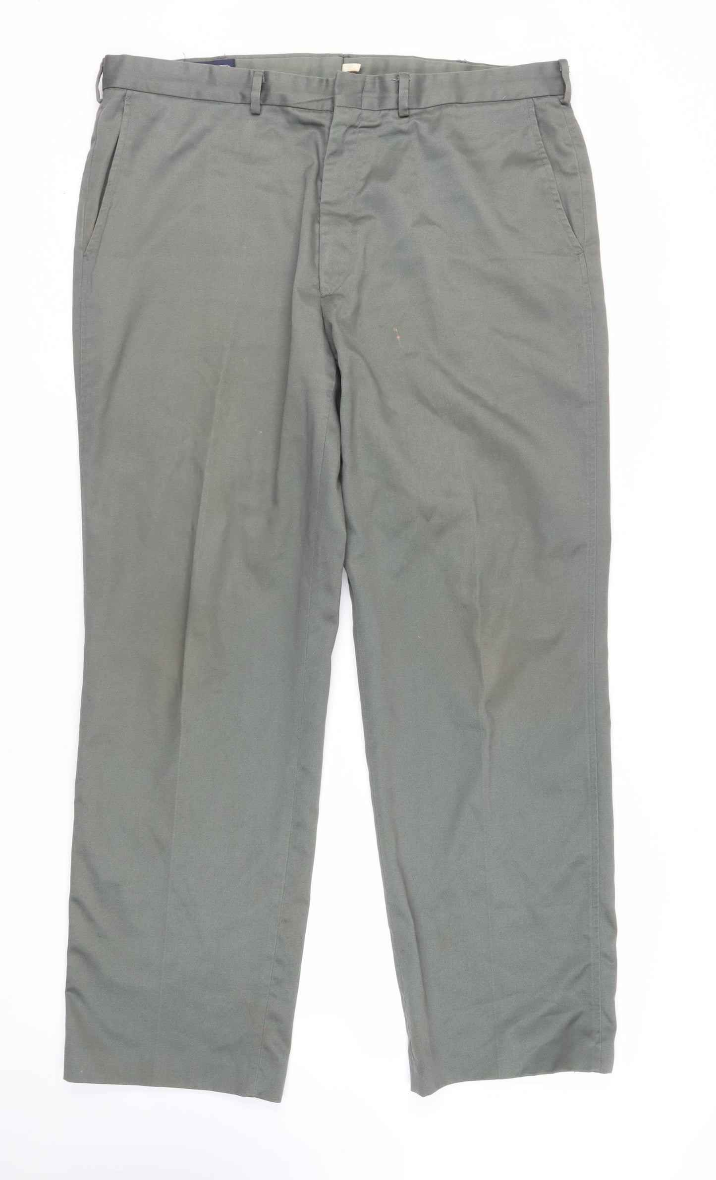 Lands' End Mens Green Polyester Chino Trousers Size 40 in L32 in Regular Zip