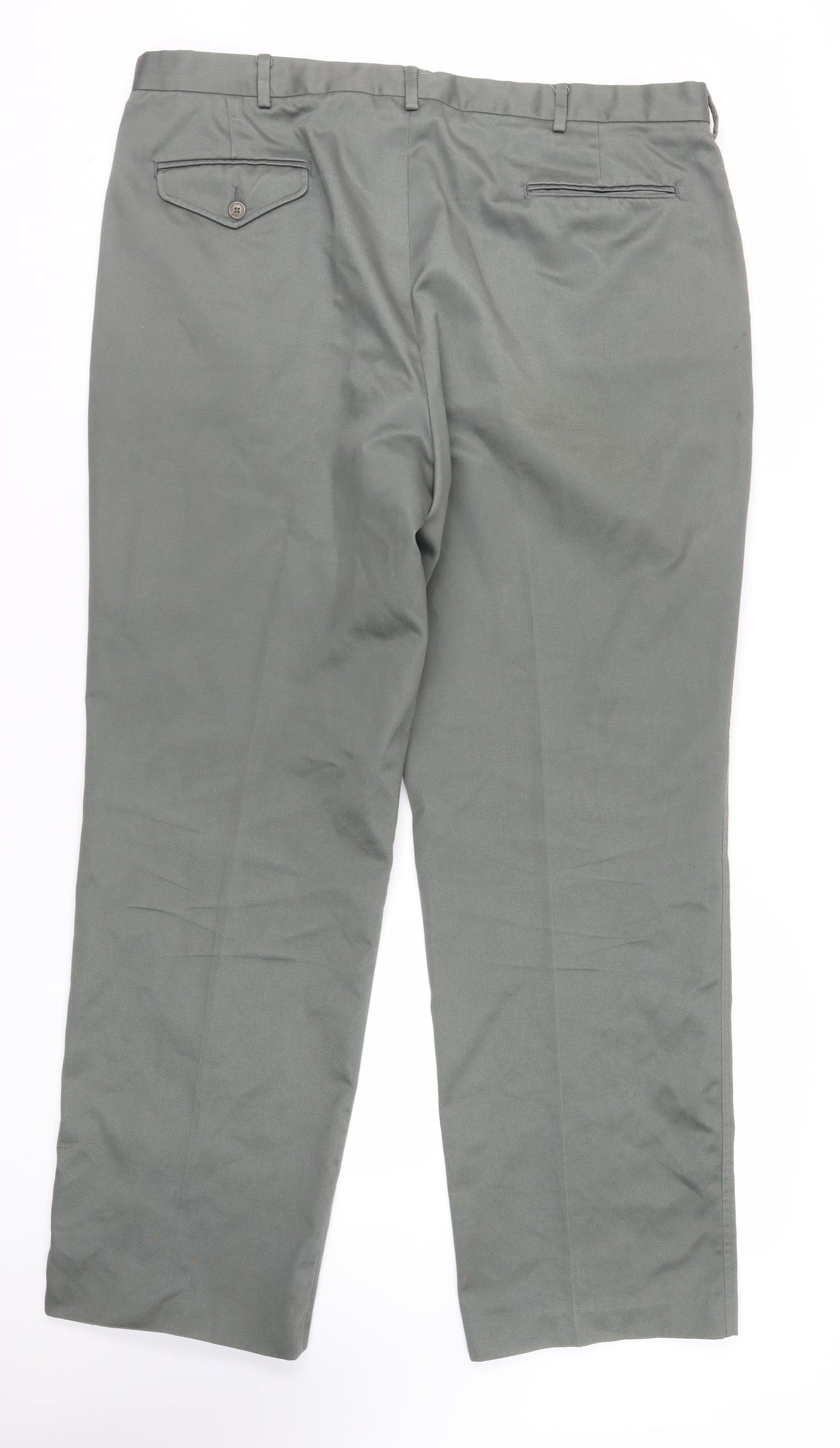 Lands' End Mens Green Polyester Chino Trousers Size 40 in L32 in Regular Zip