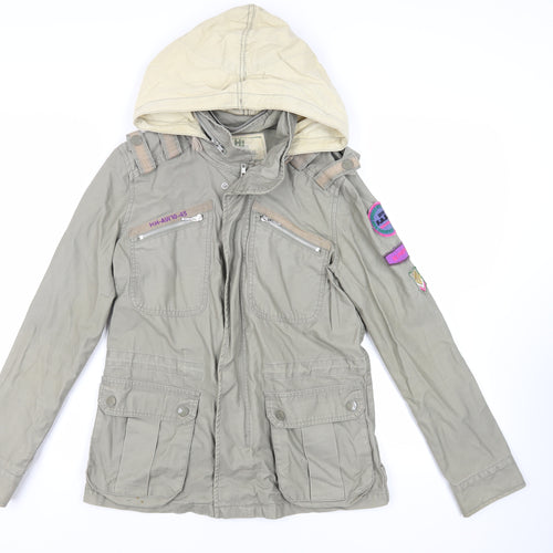Debenhams Womens Green Jacket Size 10 Zip - Hooded Lightweight