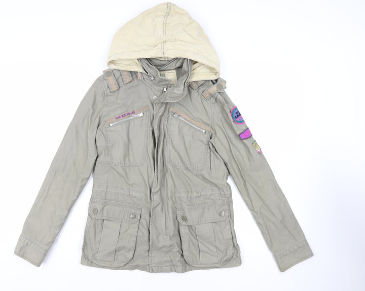 Debenhams Womens Green Jacket Size 10 Zip - Hooded Lightweight