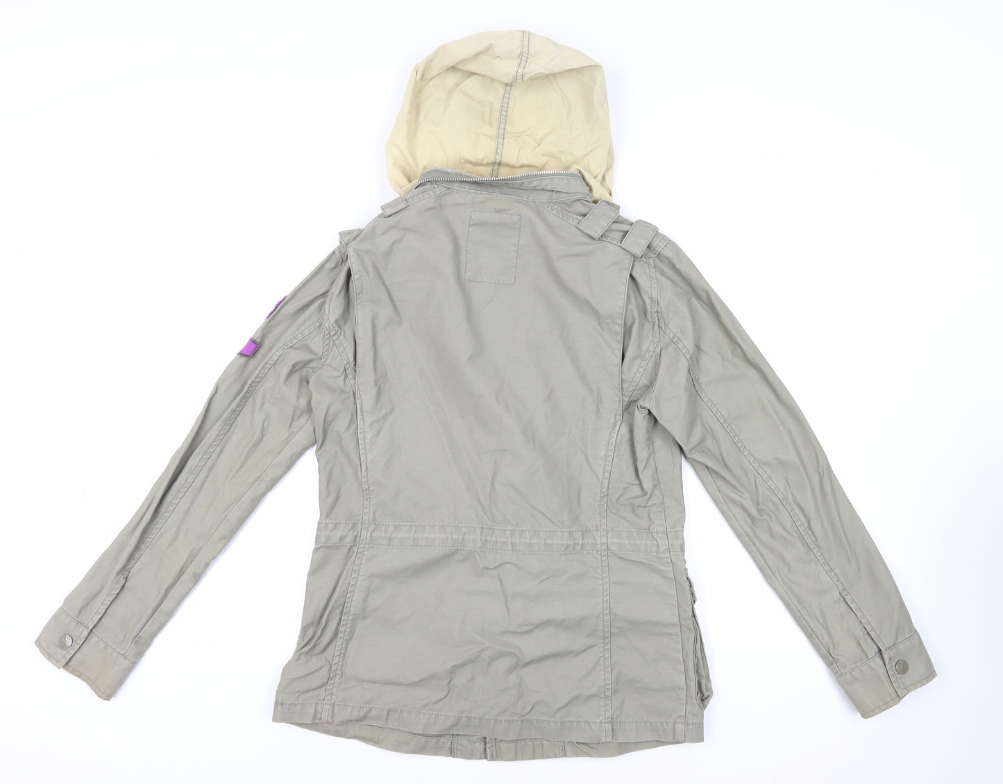 Debenhams Womens Green Jacket Size 10 Zip - Hooded Lightweight