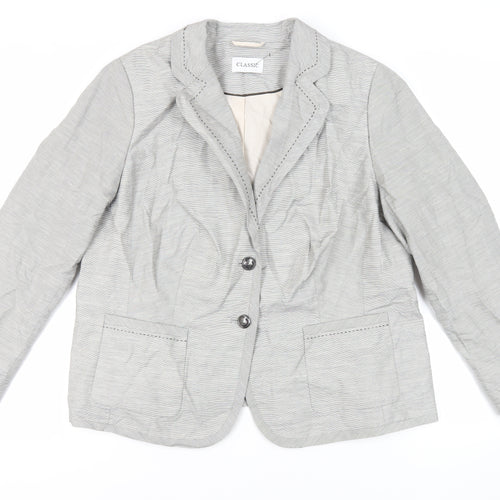 Marks and Spencer Womens Grey Striped Jacket Blazer Size 20 Button